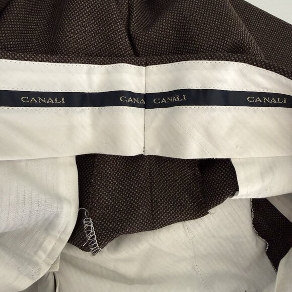 Canali 2 Piece Suit 52R Brown Birdseye Super 120s Wool Pleated 3 Button Italy - Picture 8 of 12